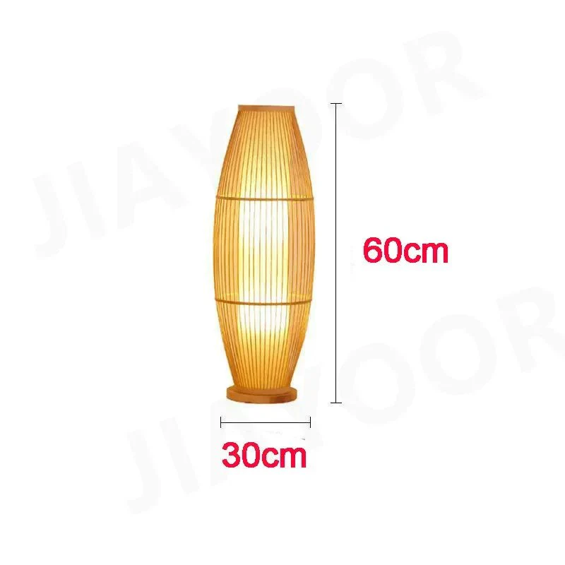 Lampadaire tactile en bambou tressé à abat-jour métal Japandi – Image 8